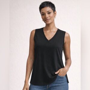 J. Crew Black V-neck top with contrasting side stripes, XS